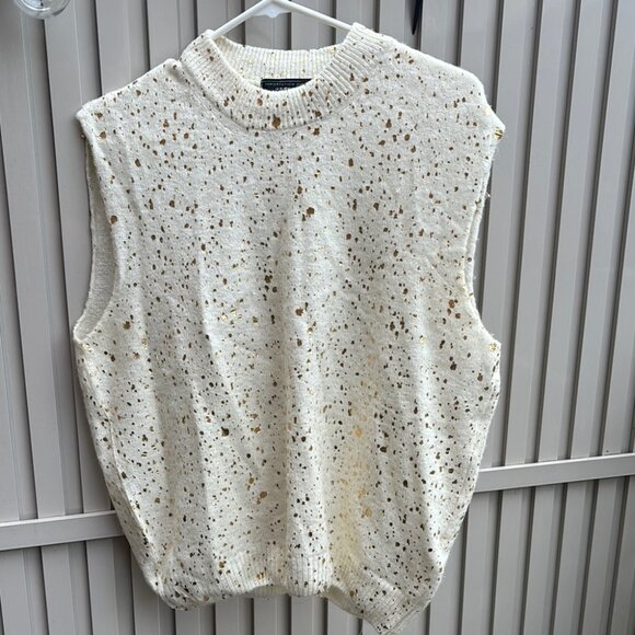 Simons Italy Wool Alpaca Blend Sleeveless Cream Knit Sweater Top - Picture 7 of 8